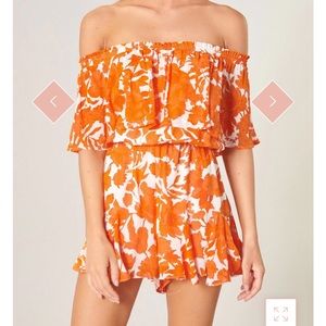 Sugarlips Tangelo Off the Shoulder Besame Romper